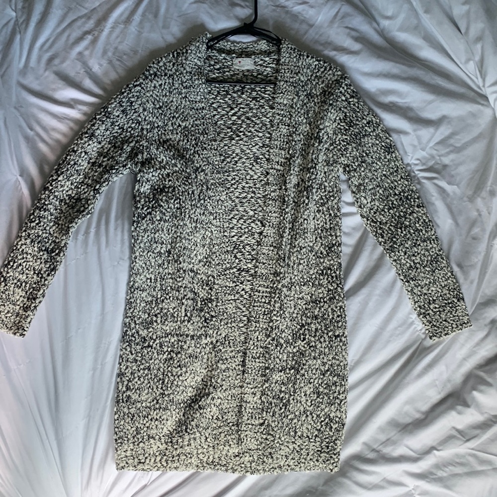 White/ black cardigan